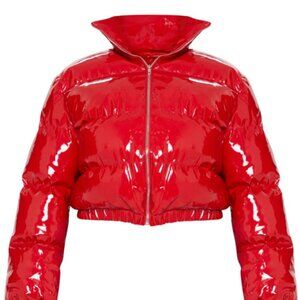 PrettyLittleThing: Plus Size Red Cropped Vinyl Puffer WOMEN'S 20 [US] (NEW)